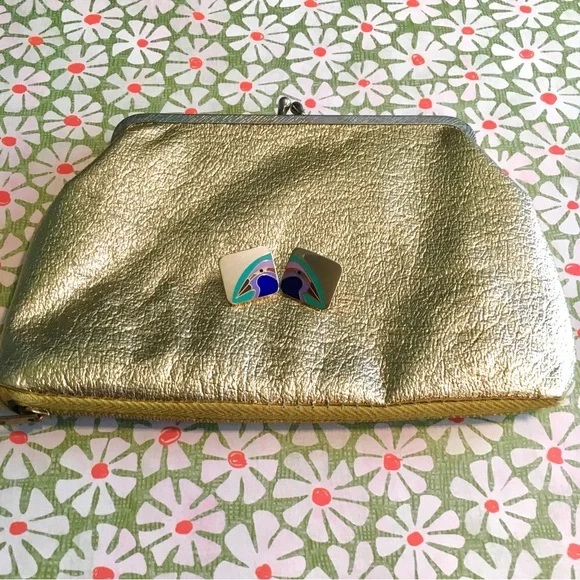 Vintage Laurel Burch Earrings & VTG Gold Purse - Picture 4 of 15